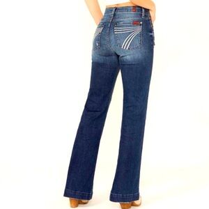 7 For All Mankind Jeans Dojo Flare Low Rise Denim Jeans Dark Size 26